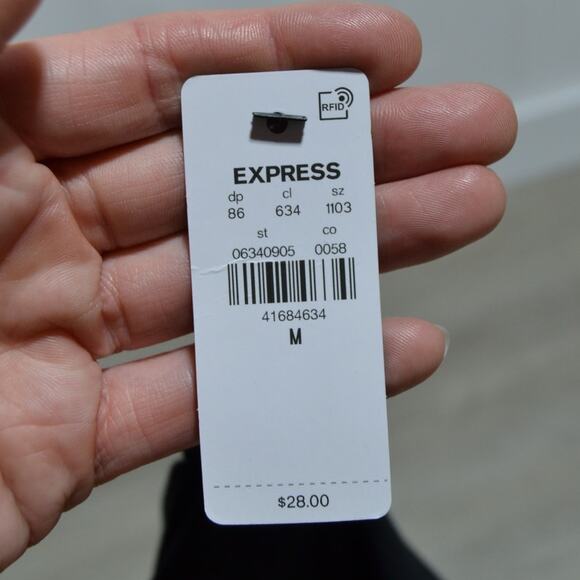 Express Essential Fitted Ribbed Mock Neck Elbow Sleeve Tops 2 total Size Medium - Picture 7 of 7